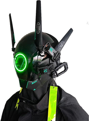 JAUPTO Punk Mask Cosplay for Men and Women, LED Round Light Mask Cosplay Halloween Fit Party Music Festival Accessories