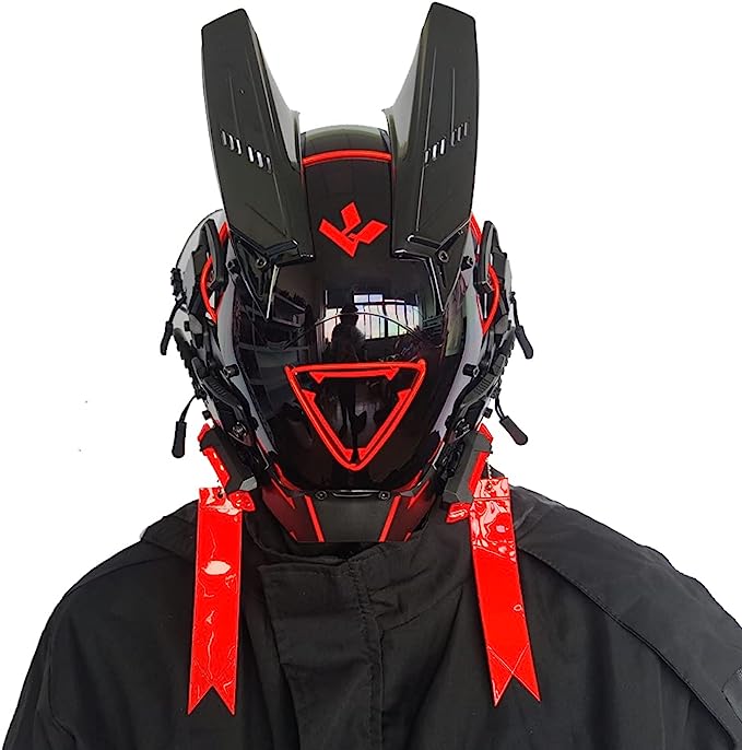 JAUPTO Punk Mask Cosplay for Men Women, LED Triangle Light Mask Cosplay Halloween Fit Party Music Festival Accessories