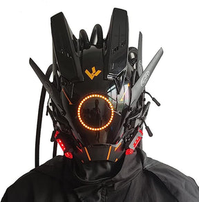 JAUPTO Punk Mask Cosplay for Men, Round Light with Braids Mask Cosplay Halloween Fit Party Music Festival Accessories