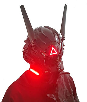 JAUPTO Punk Mask Cosplay for Men Women, Red Triangle Light Mask Cosplay Halloween Fit Party Music Festival Accessories