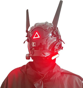JAUPTO Punk Mask Cosplay for Men Women, Red Triangle Light Mask Cosplay Halloween Fit Party Music Festival Accessories