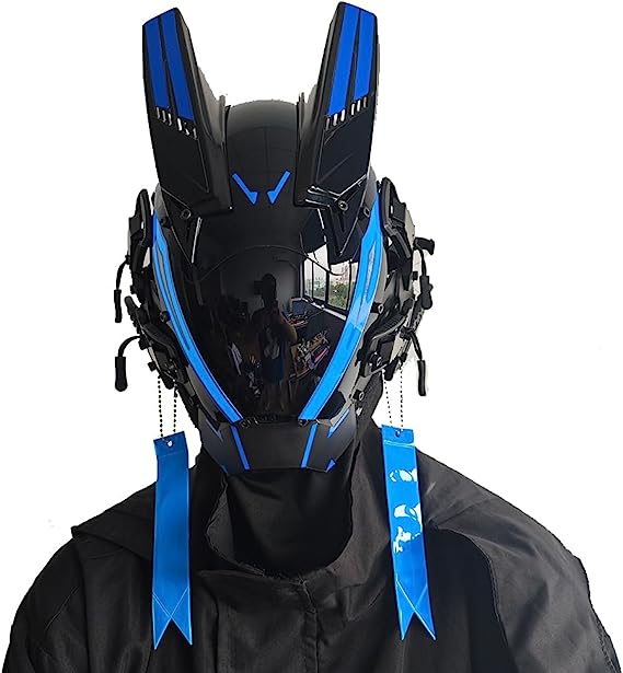JAPTO CyberPunk Mask for Men, LED Mask for Women,Futuristic Punk Techwear, Cosplay Halloween Fit Party Music Festival Accessories