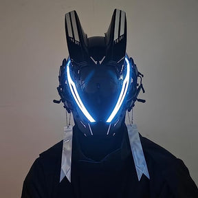 JAPTO CyberPunk Mask for Men, LED Mask for Women,Futuristic Punk Techwear, Cosplay Halloween Fit Party Music Festival Accessories