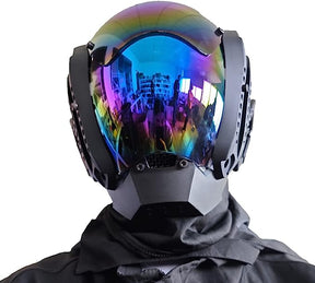 JAUPTO Punk Mask Cosplay for Men, Mechanical Sci-fi Gear Cosplay Halloween Mask Fit Party Music Festival Accessories
