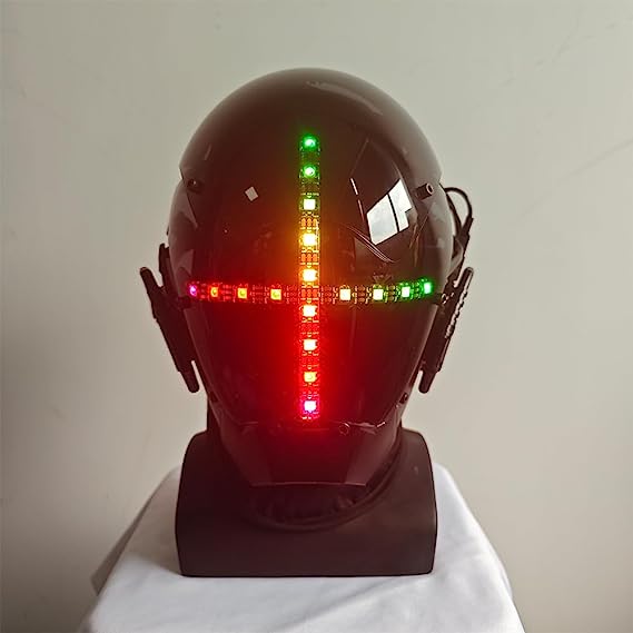 JAUPTO CyberPunk Mask Cosplay for Men, Multicolor LED Light Mask Cosplay Halloween Fit Party Music Festival Accessories