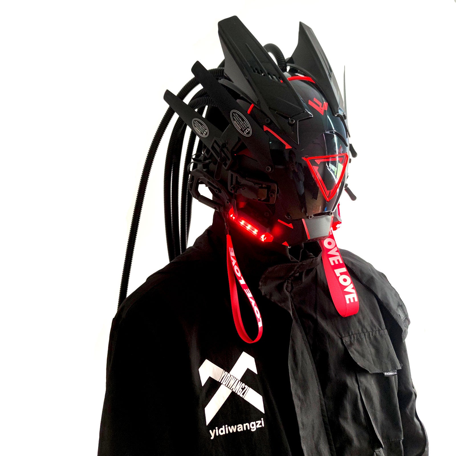 JAPTO CyberPunk Mask for Men, LED Mask for Women,Futuristic Punk Techw
